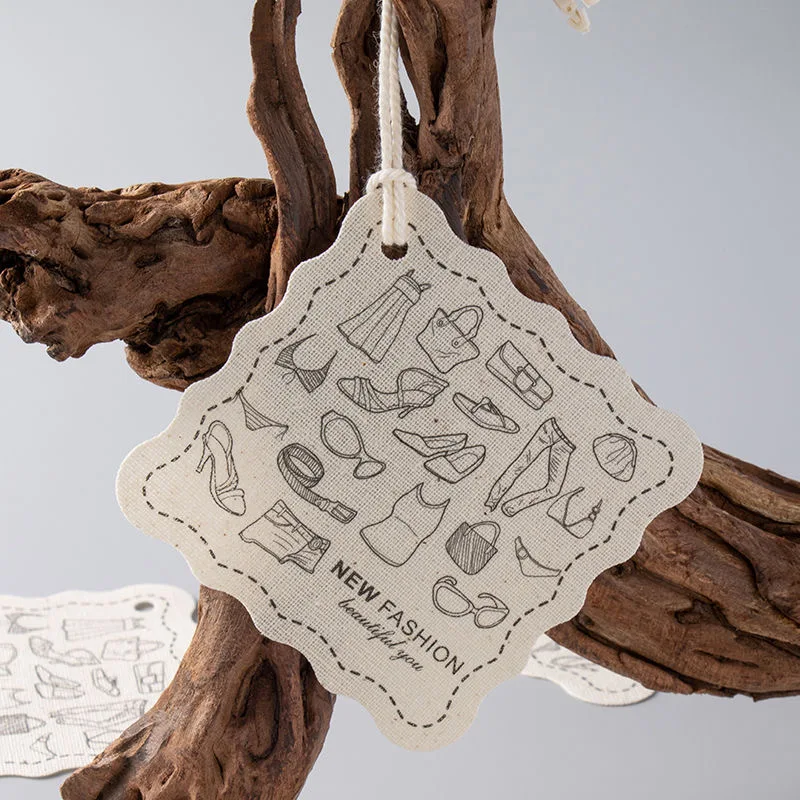 1000sets Custom Hemp Hang Tag Jute Hangtag With Cord for Clothing Hanging Contains String Tag Seal 25091702