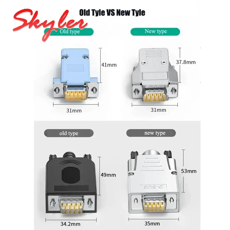 Industrial Grade DB9 Connector Upgraded Universal 485/422 Serial Port Mini 9Pin RS232 Male Female Solderless Joint Plug Adapter