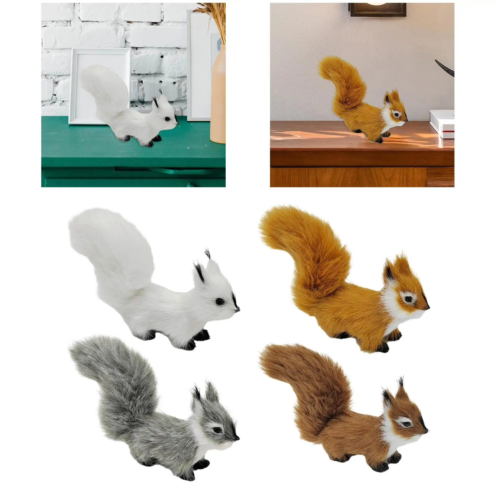Cute Stuffed Squirrel Plush Ornament Lifelike Animal Figure for Thanksgiving Harvest Festival Tabletop Decor
