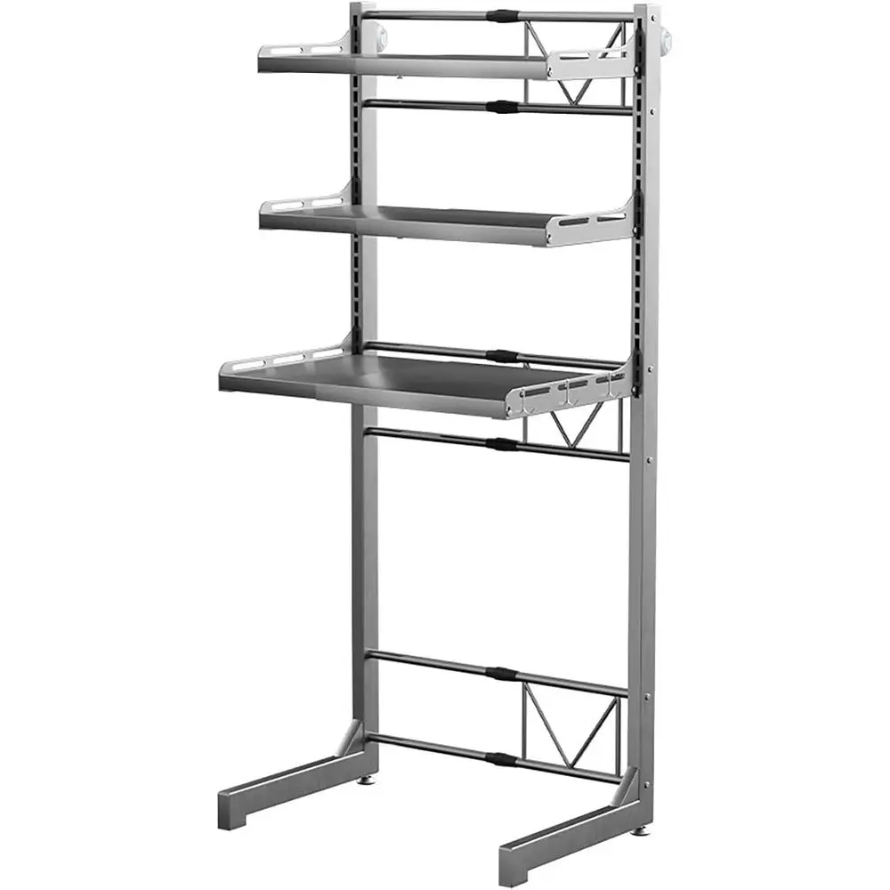 

Adjustable Height Carbon Steel Over Washer Dryer Storage Shelf for Laundry Rooms and Balconies (Gray, 161cm)