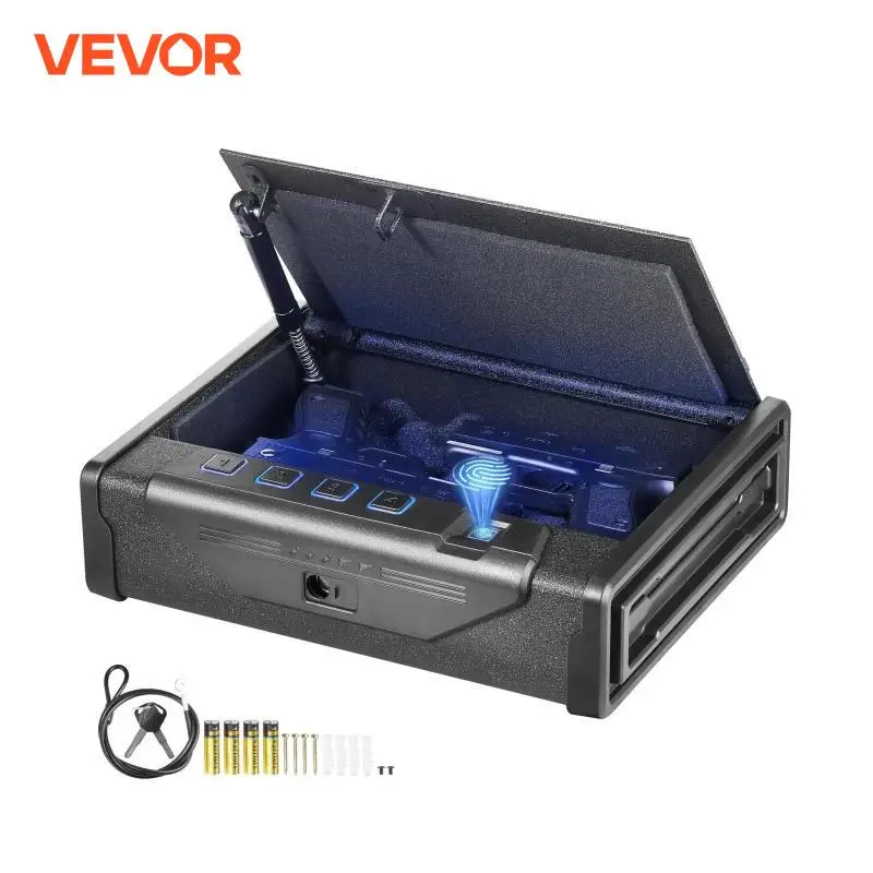 New! Gun Safe Q235 Steel Pistol Safe 3-Way Quick Access Firearm Case Gun Box Advanced Biometric Technology Travel Gun Safe