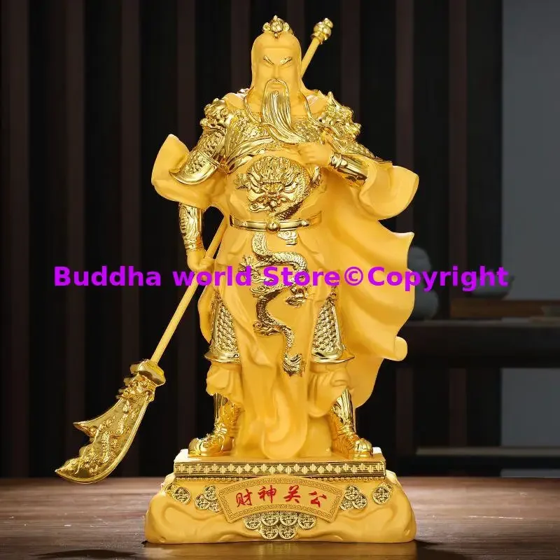 golden god of Wealth GUAN GONG Buddha statue home Office Lucky decoration ornament Warding off evil attracting wealth good luck