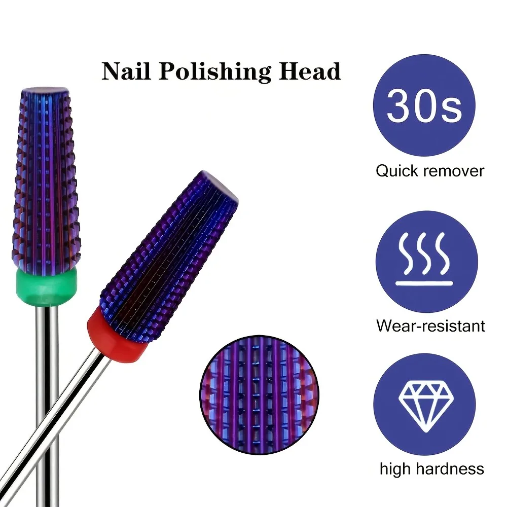 Foret à ongles pour enlever le vernis à ongles en gel acrylique/cuticules, tige de 3/32 pouces adaptée aux outils de pédicure et de manucure 1 pièce