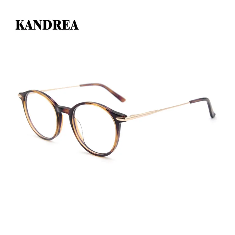 

KANDREA Round Acetate Glasses Frame Women 2022 Fashion Ultralight Optical Myopia Prescription Eyeglasses Circle Eyewear HG8244