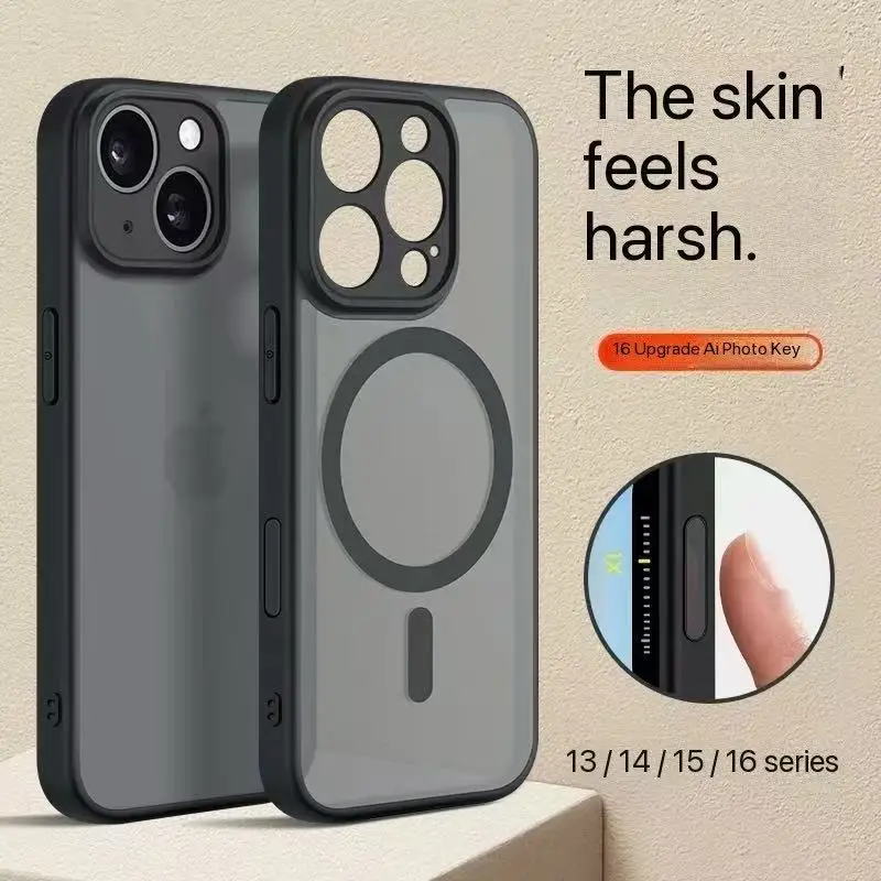 

Matte Translucent Frosted Phone Case For IPhone 16 15 14 13 12 11 ProMax For Magsafe Wireless Charging Magnetic Phone Cover