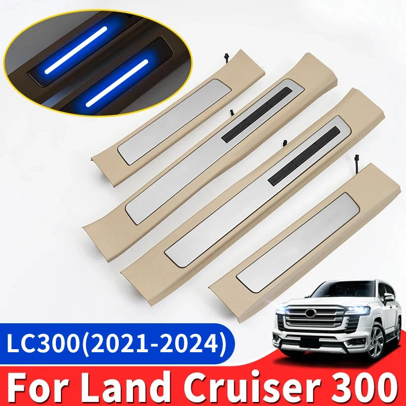

For Toyota Land Cruiser 300 2021-2024 Modified Threshold Accessories Car Door Pedal Led Light LC300 J300 Upgraded Interior Parts