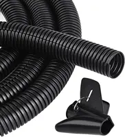 Tubo de telar de alambre dividido ignífugo de 1 1/4 de pulgada con herramienta de instalación: protectores de cables flexibles