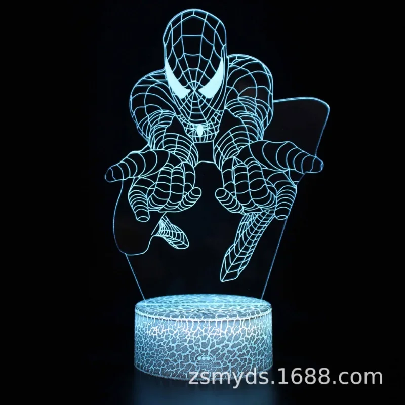 Homem-Aranha Série 3D Desenhos Animados Figuras de Ação, Ornamento de Cabeceira, Lâmpada Visual Colorida, 7 Cores, 16 Cores, Originality Acessórios