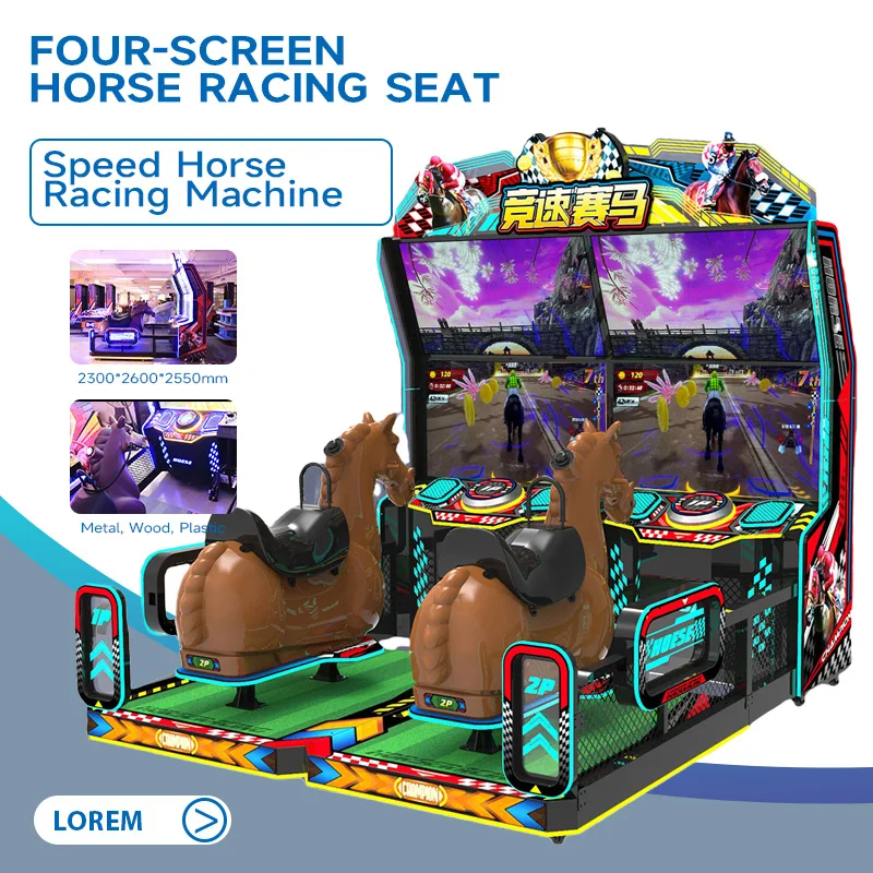 2 Player Coin Operated Horse Riding Racing Simulator, Commercial Arcade Game Machine, Amusement Center Entertainment