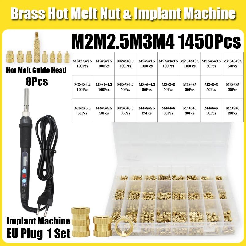 Messing-Wärmeeinsatzmutter 60W Lötkolben-Set mit Einstellbarer Temperatur LCD-Lötwerkzeug Kupfermuttereinsätze für 3D-Drucker-Zubehör – Detail 16