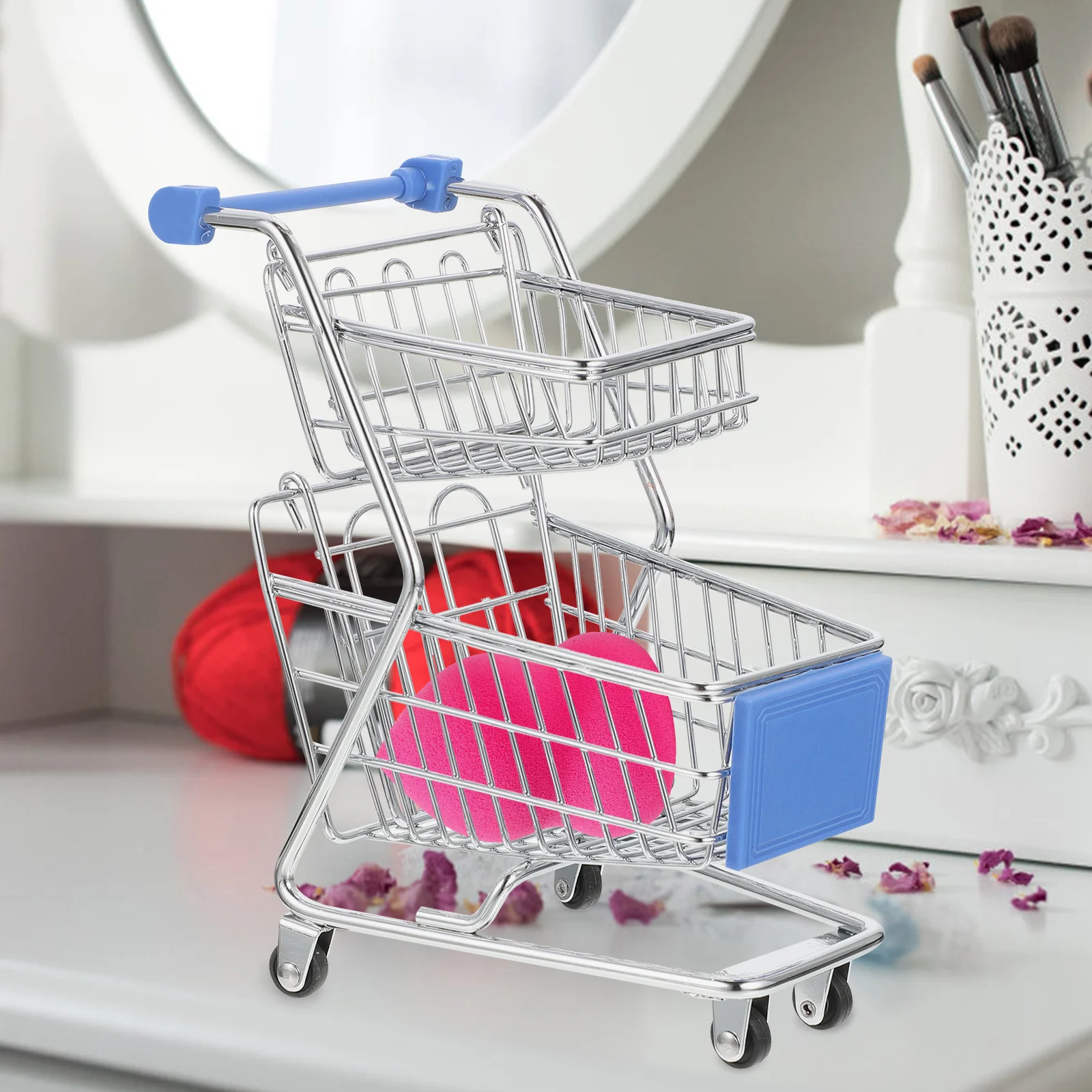어린이를 위한 미니 쇼핑 데스크탑 장식 보관소 작은 쇼핑 카트 컨테이너 핸드카트 작은 슈퍼마켓 카트 모드