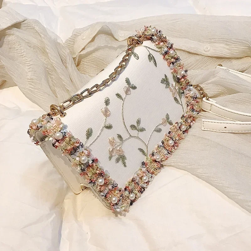 Neue Mode Frauen Blumen gedruckt Mini Ketten tasche Umhängetasche Einkaufstasche Handtasche – Detail 11
