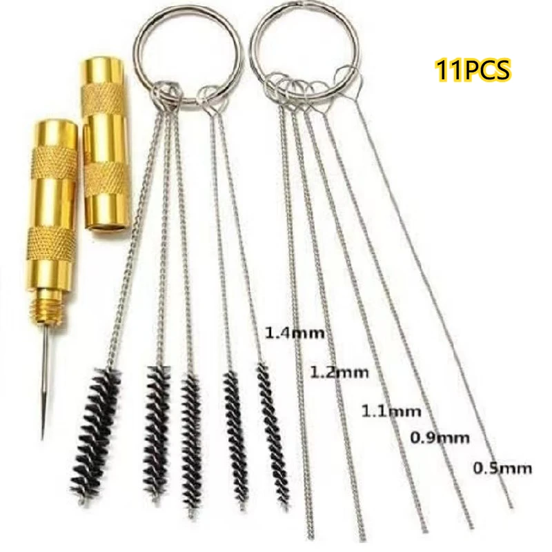 11pcs/set Airbrush Spray Gun Nozzle Cleaning Kit Needle & Brush Set Repair Tool