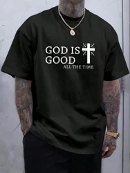 Religious Print Men's T-shirt Cross Print Men's T-shirt Summer Daily Casual Men's Short-sleeved Top Street Fashion Men's T-shirt