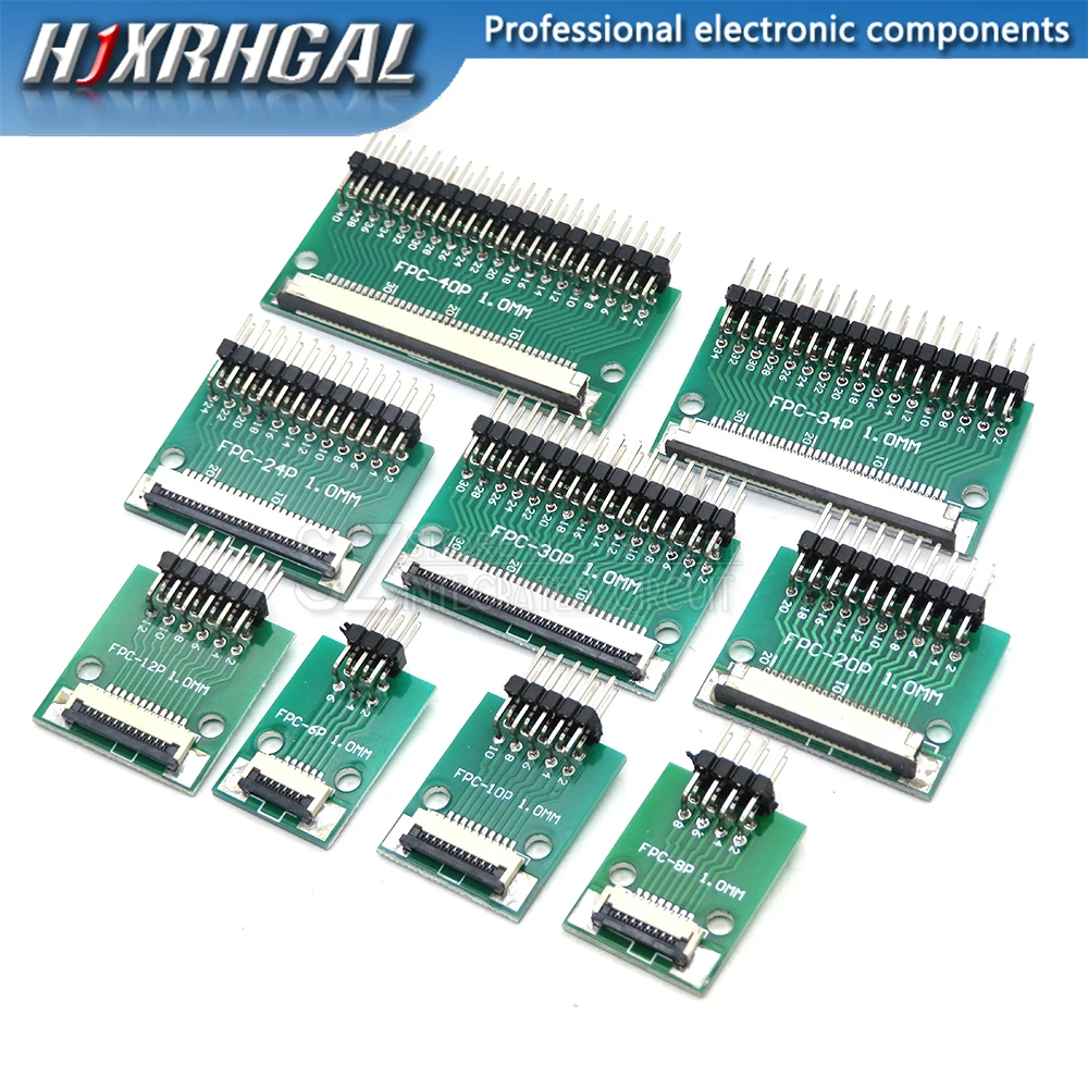 FPC FFC Adapter Board 0.5mm 1.0mm To 2.54mm Connector Straight Needle And Curved Pin 6 8 10 12 20 24 26 30 34 40 50 60 80 Pin