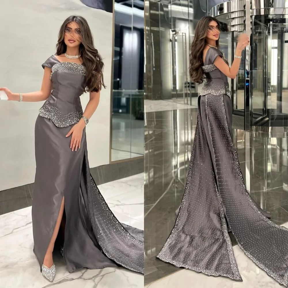

Customized Charmeuse Rhinestone Off-the-shoulder Trumpet Floor-length Bespoke Occasion Women Luxury Evening Dresses Gorgeous