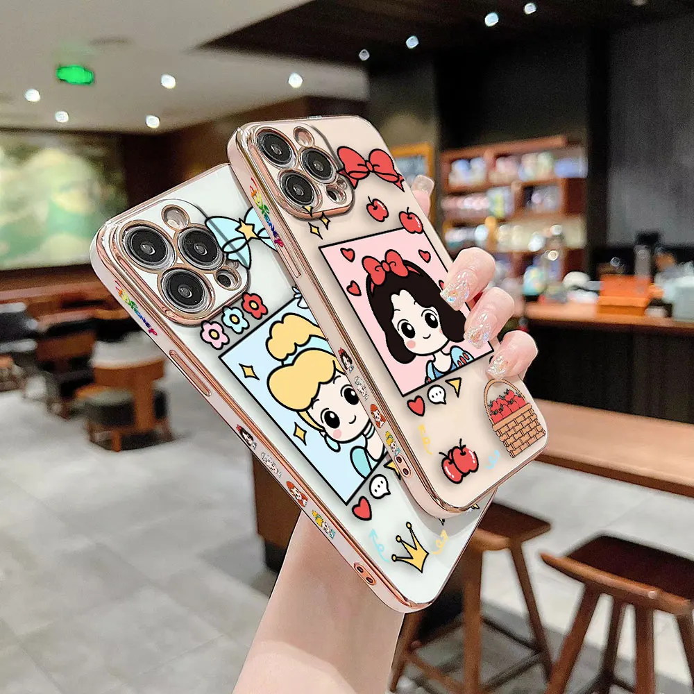 Cover Smooth E-TPU Phone Case For iPhone 15 14 13 12 11 X XS Pro Max 8 7 SE 6S 6 Plus Mini Case Princess Cinderella Snow White