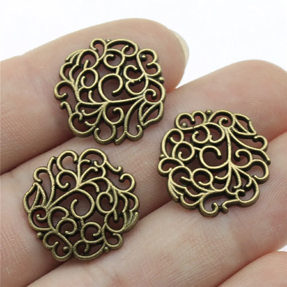

10pcs 18x18mm 2 Colors Antique Silver Color Antique Bronze Color Flowers Charms Handmade Jewelry Making Accessories