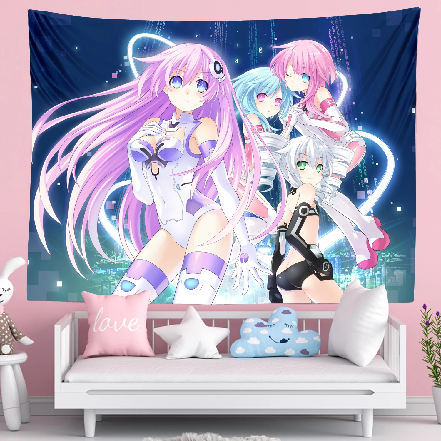 

Kawaii Girls Wall Hanging Tapestry Anime Cute Girls Mural Aesthetic Art Tapiz Hippie Room Dormitory Background Cloth Bedspread