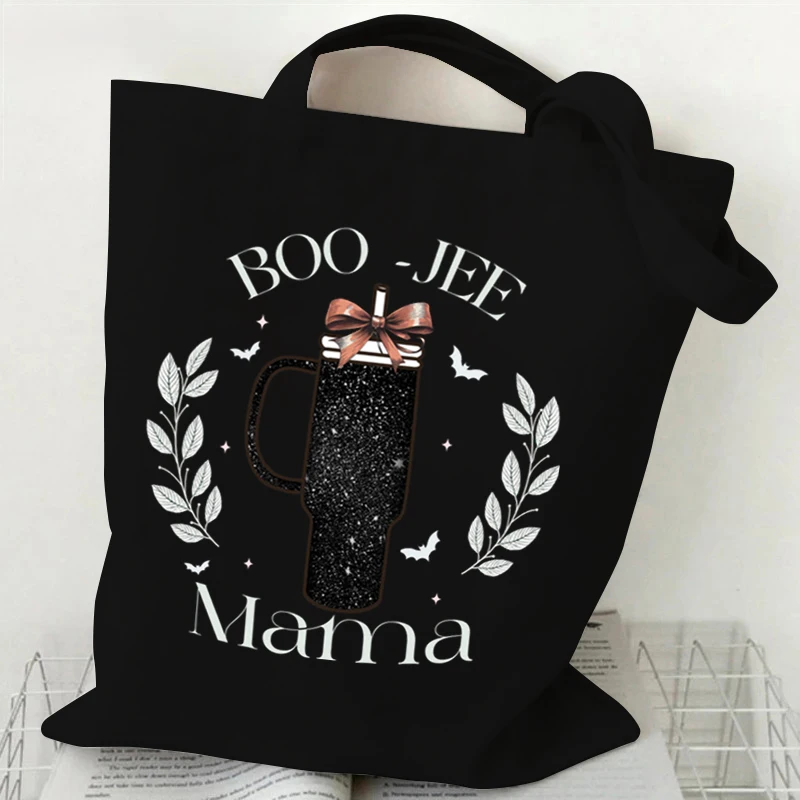 Women\'s Handbags Halloween Canvas Shopping Bag Cute Ghost Designer Bags for Women Vintage Horror Pumpkin Print Women Tote Bags