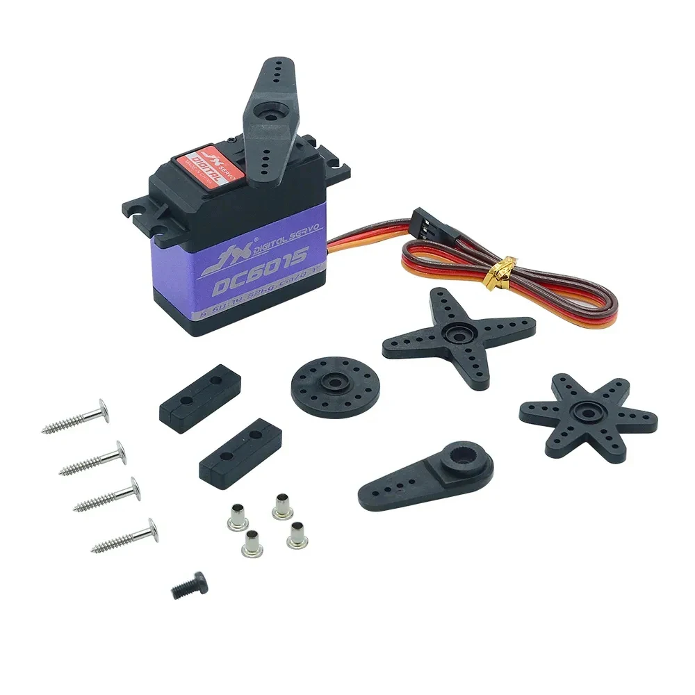 Jx Rc Servo Dc6015 4.8-6.6V Metalen Versnelling 0.1 Sec 15Kg Groot Koppel Digitale Servo Voor Rc Auto Robot Vliegtuig Vliegtuig Accessoires