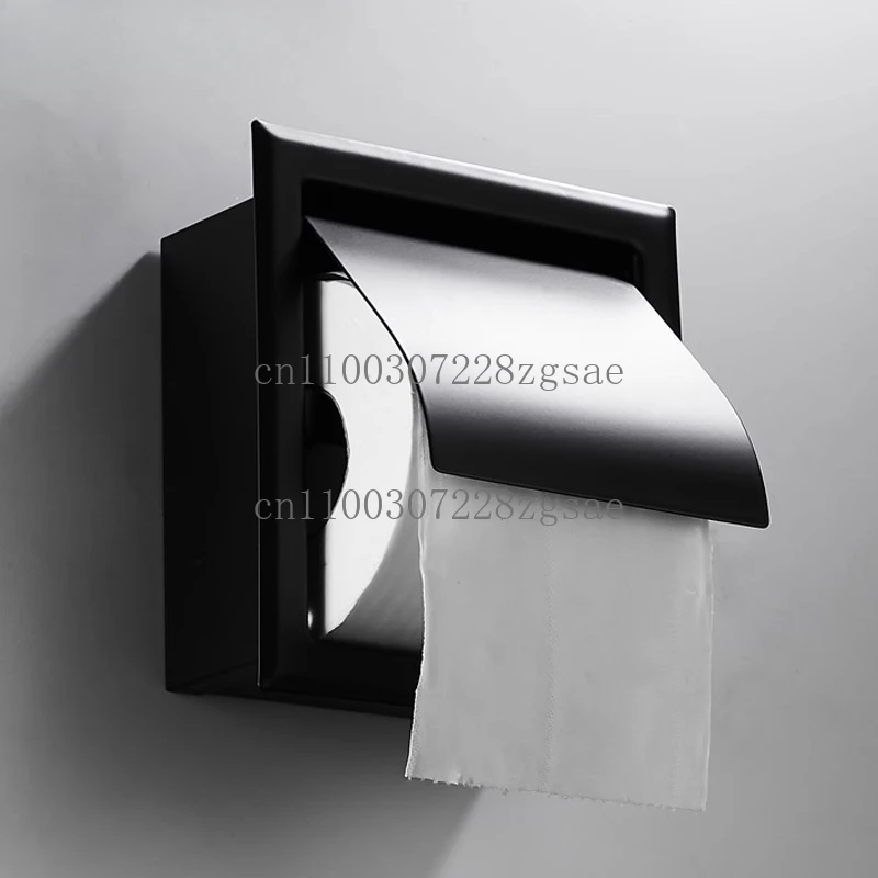 

Черная скрытая одностенная коробка для туалетных салфеток из нержавеющей стали 304, встроенная в держателе туалетной бумаги