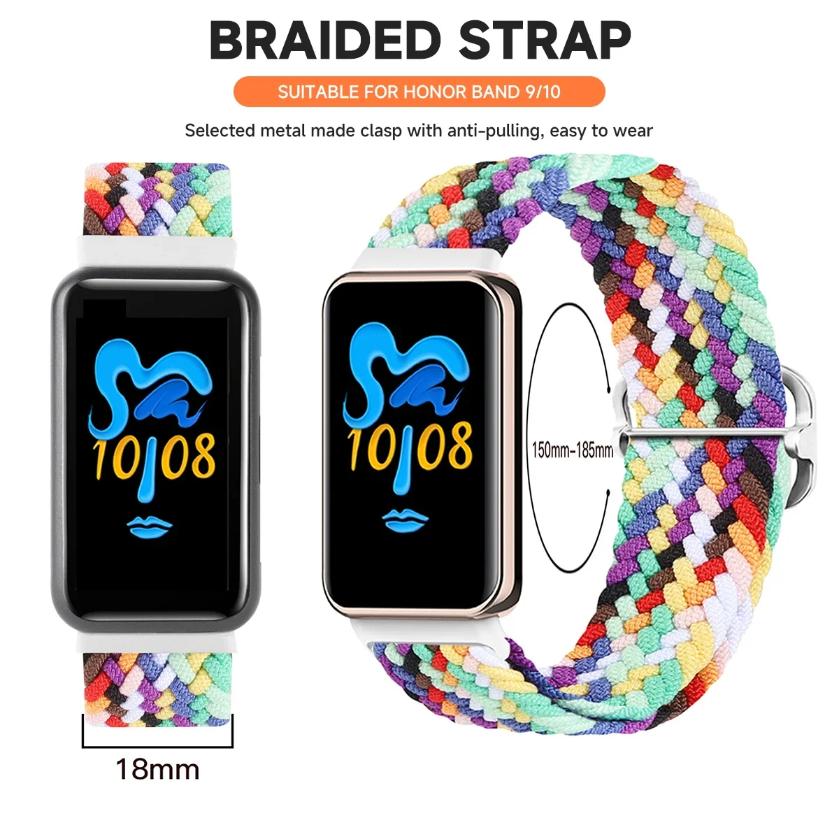 سوار منفرد من النايلون المرن لـ Correa Honor Band 9 حزام محبوك منسوج مضفر حلقة معصمه لهواوي Honor Band 10 Strap