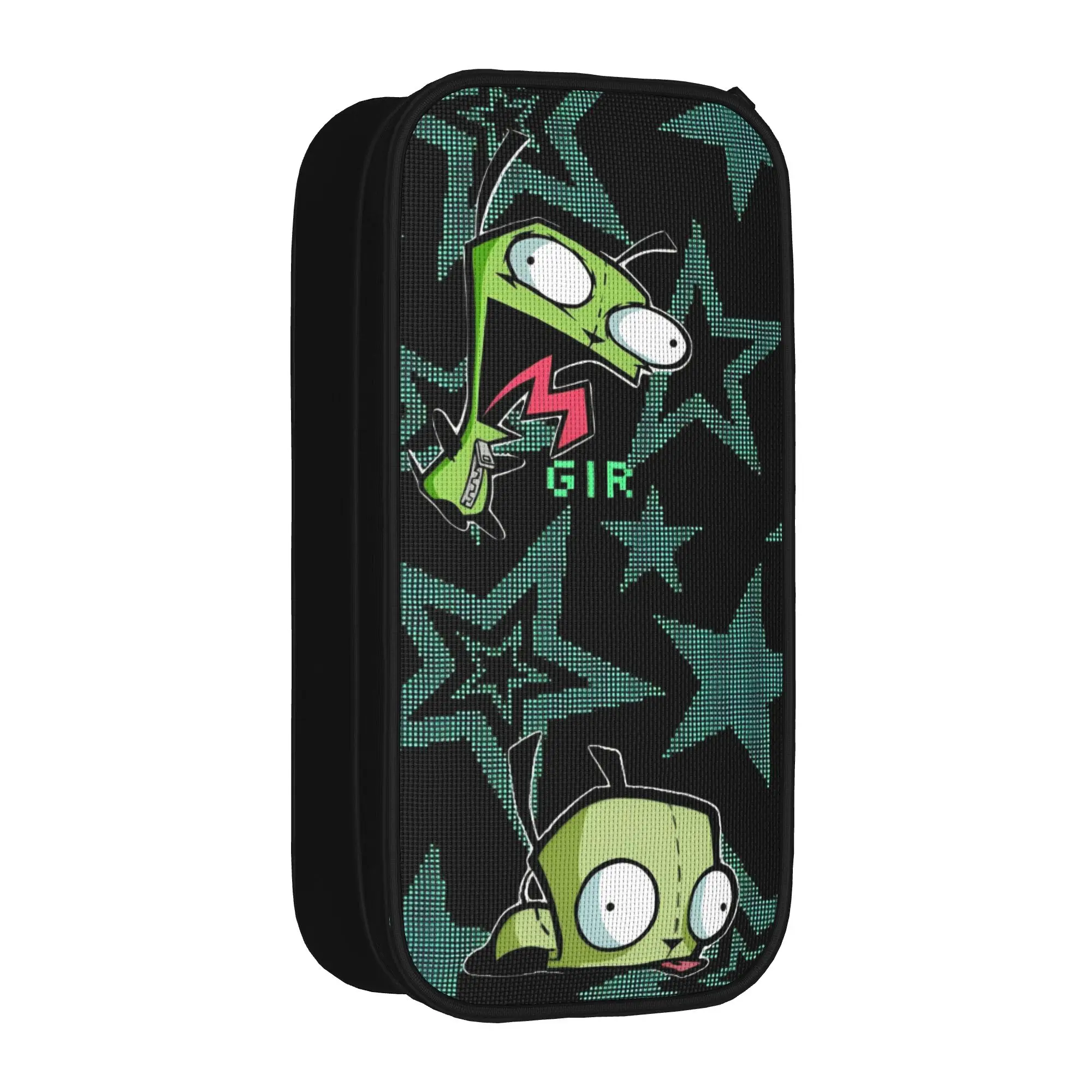 Trousse à crayons Invader Zim mignonne et amusante, porte-stylos, sacs de rangement pour filles et garçons, grande capacité, cadeaux scolaires pour étudiants, boîte à crayons