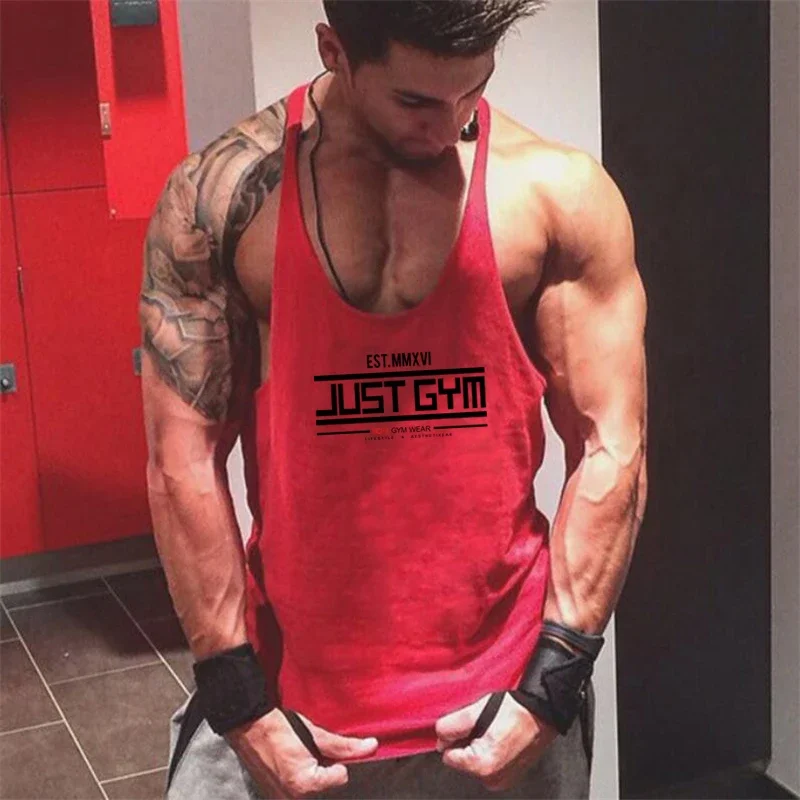 Men’ S Workout Undershirt Y Back Bodybuilding T-shirts Cotton Sleeveless Loose Muscle Vest