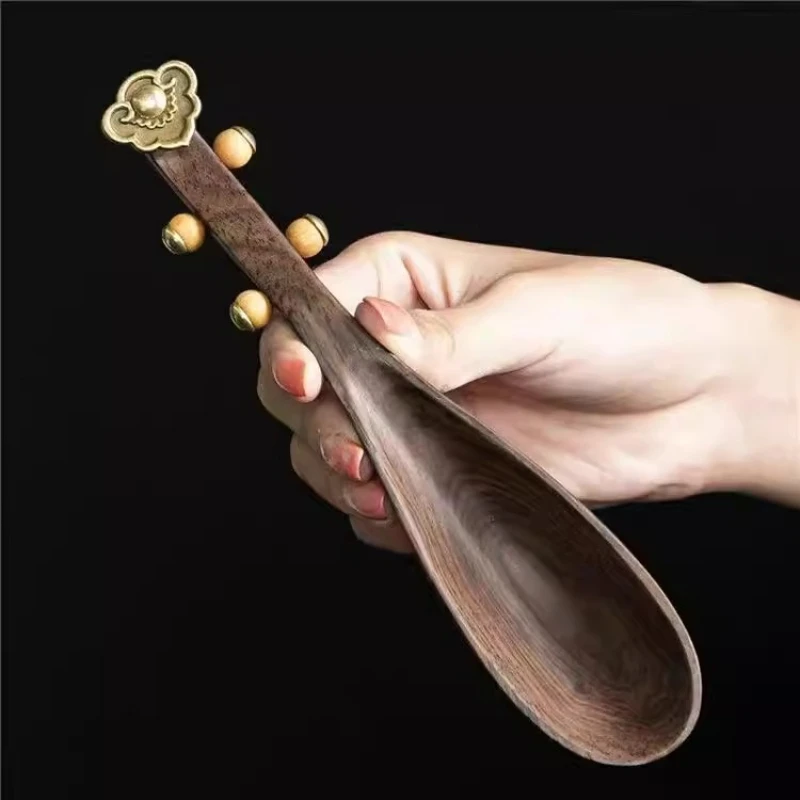 Ebony Wood Pipa Teaspoon Kong Fu Teaware Household Tea Brewing Tools Creative Tea Ceremony Spare Parts Solid Wood Tea Spatula