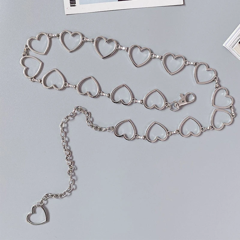 Women Fashion Heart Shaped Metal Waist Chain Belt Waistband Accessories