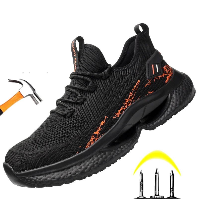 Fashion Comfortable Steel Toe Shoes Protect Kevlar Fiber Puncture-proof Safety Shoes Breathable Steel Toe Work Shoes for Men