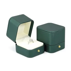 Pu Leather Vintage Jewelry Packaging Box Double Slot Ring Pendant Storage Organizer Case Necklace Velvet Wedding Proposal Gift