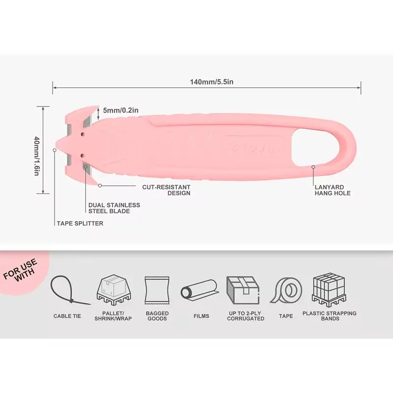 Safety Box Cutter Knife Of Recessed Concealed Stainless Steel Blade, Package Opener Plastic Cutter For Box, Carton,1pcs