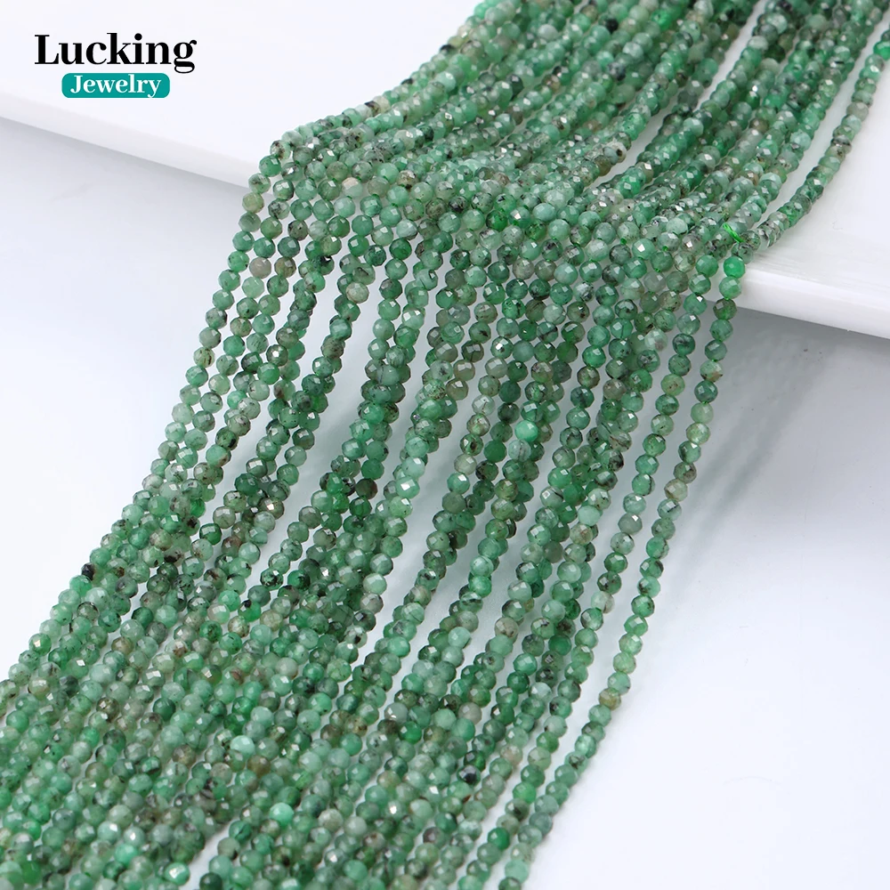 

Rare Natural Colombia Emerald 2-3mm Faceted Beads Gradient Color Strand for Jewelry Making DIY Healing Crystal Crafts