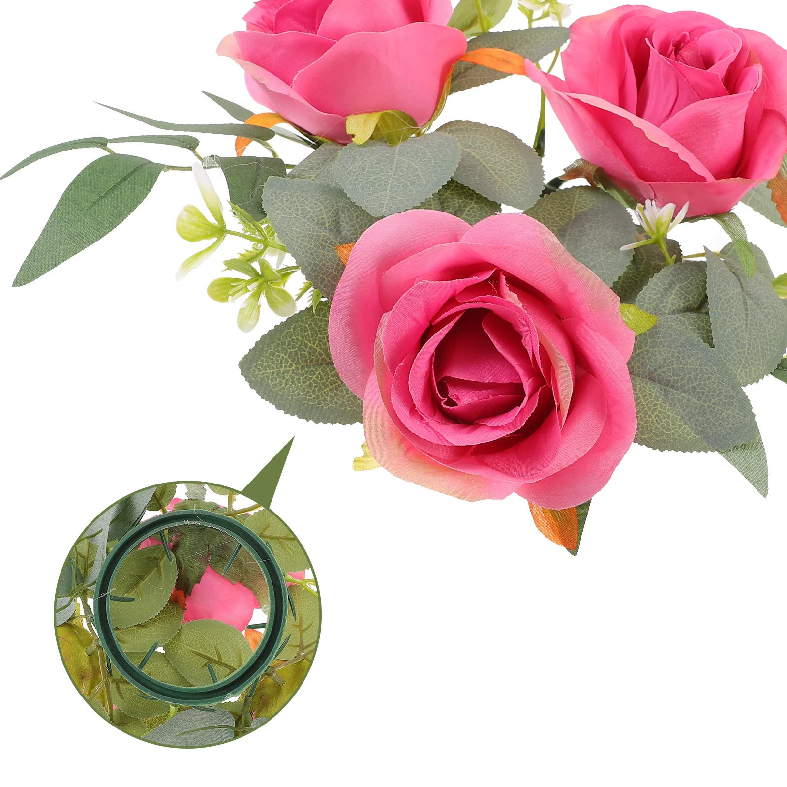

Decorative Simulated Rose Candlestick Wreath Artificial Flowers Pillar Wreaths Rings Shape