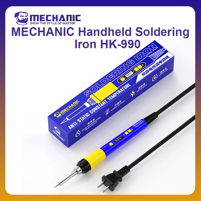 MECHANIC OFFICIAL HK-990 Thermostat Soldering Iron 90W High Power Digital Display Rapid Heating Soldering Repair Tools