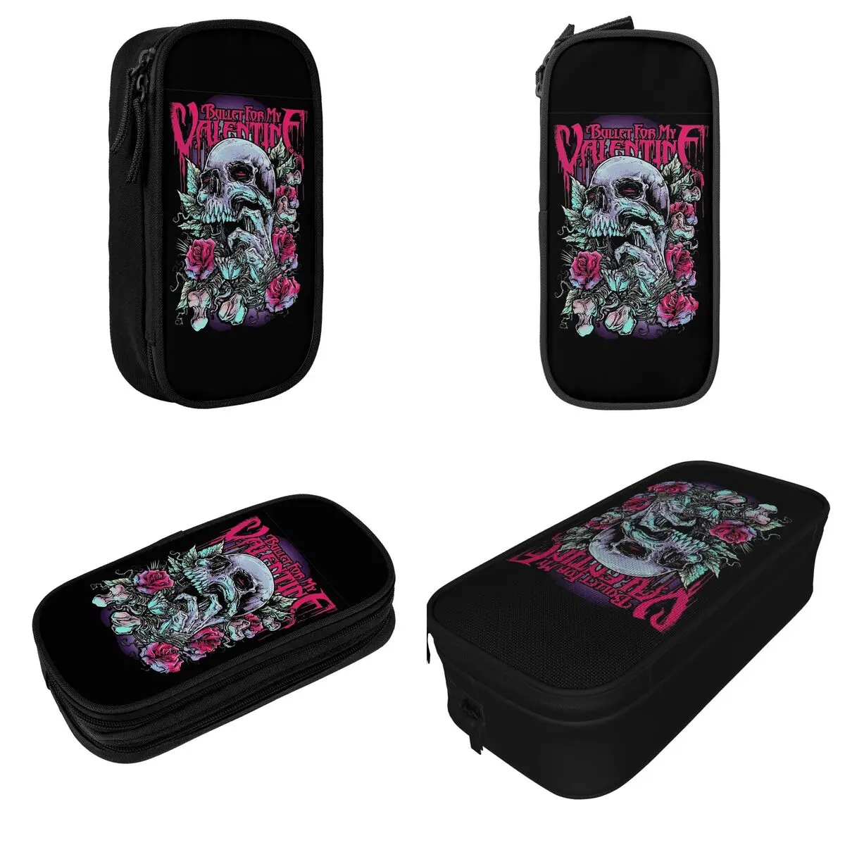 Lovely Bullet For My Valentine Music Pencil Case Skull Metal Pencilcases Pen Kids Big Capacity Bag Students School Stationery