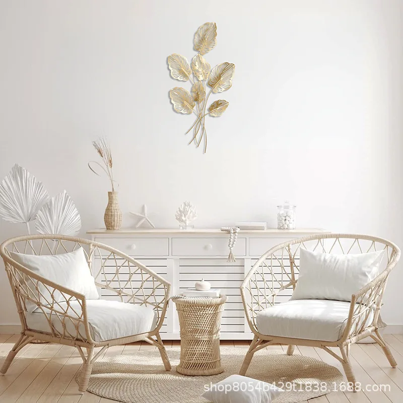 Leaf art wrought iron wall hanging decoration sofa background wall decoration metal wall decoration special-shaped restaurant
