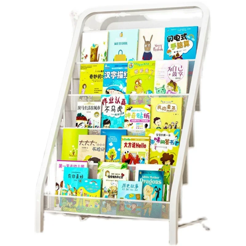 Children's Bookshelf Cartoon Solid Iron Floor Bookcase Simple Shelf Picture Book Storage Furniture For Home bookshelf for kids