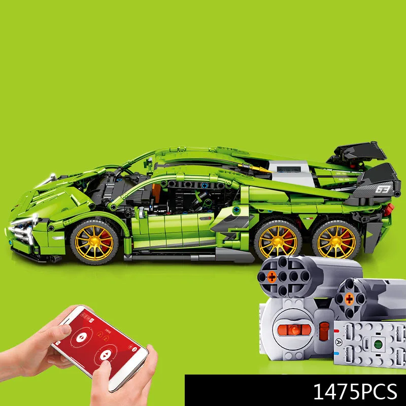 

Technical 1:14 Scale 2.4ghz Remote Control Super Sport Car BULL Lambor Aventador SVJ63 6X6 Building Block RC Vehicle Bricks Toy