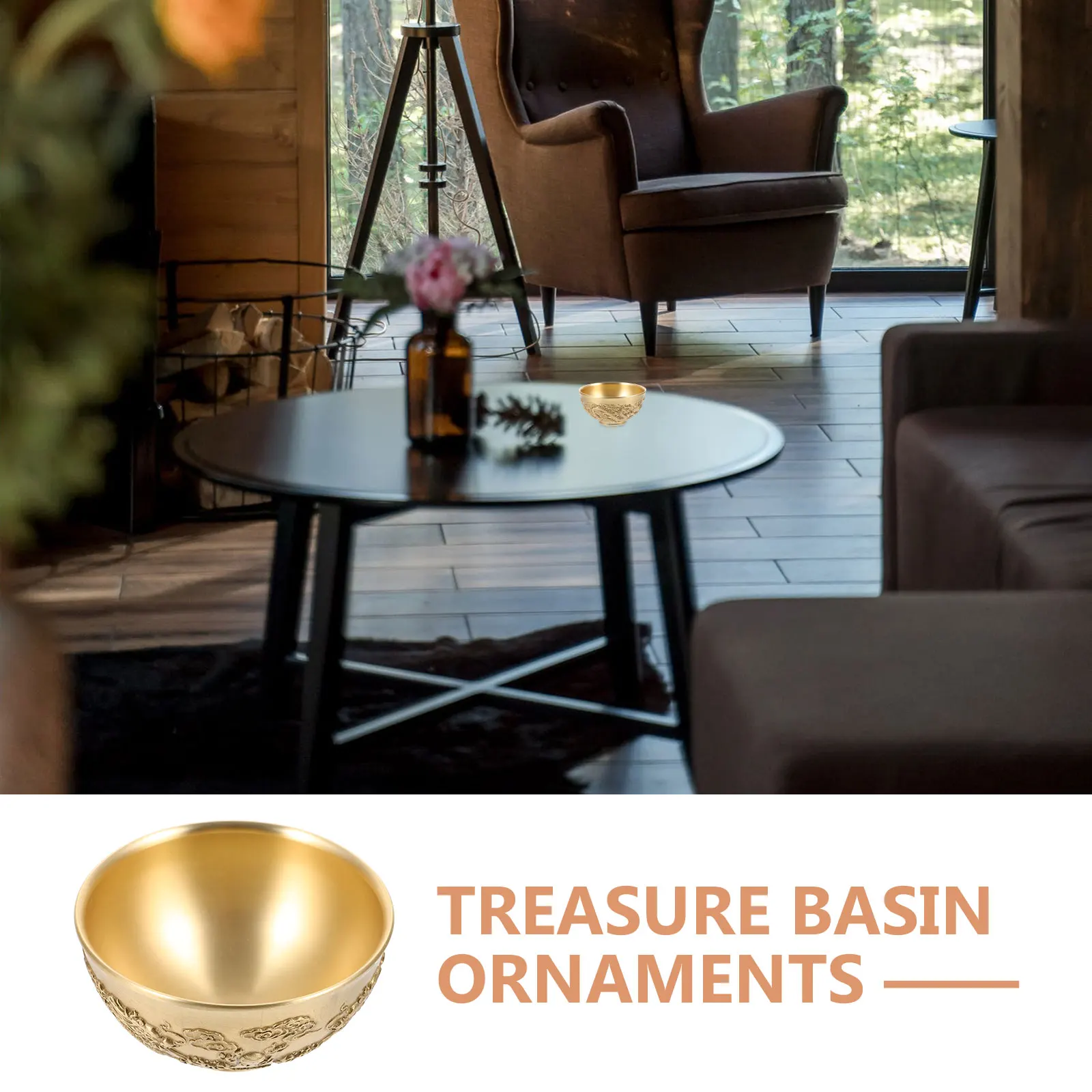 

Copper Treasure Basin Golden Tone Bowl Alluvial Sand Money Attract Wealth Home Office Decor Copper Cornucopia Prosperity Lucky