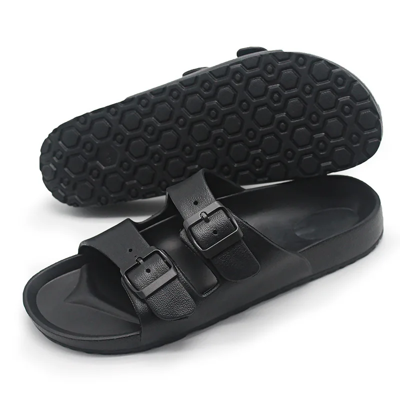 Women Lightweight Buckle Decor Fastener large size 45 46 Sport Sandals Sporty Black Fabric Sandals Summer Men Shoes