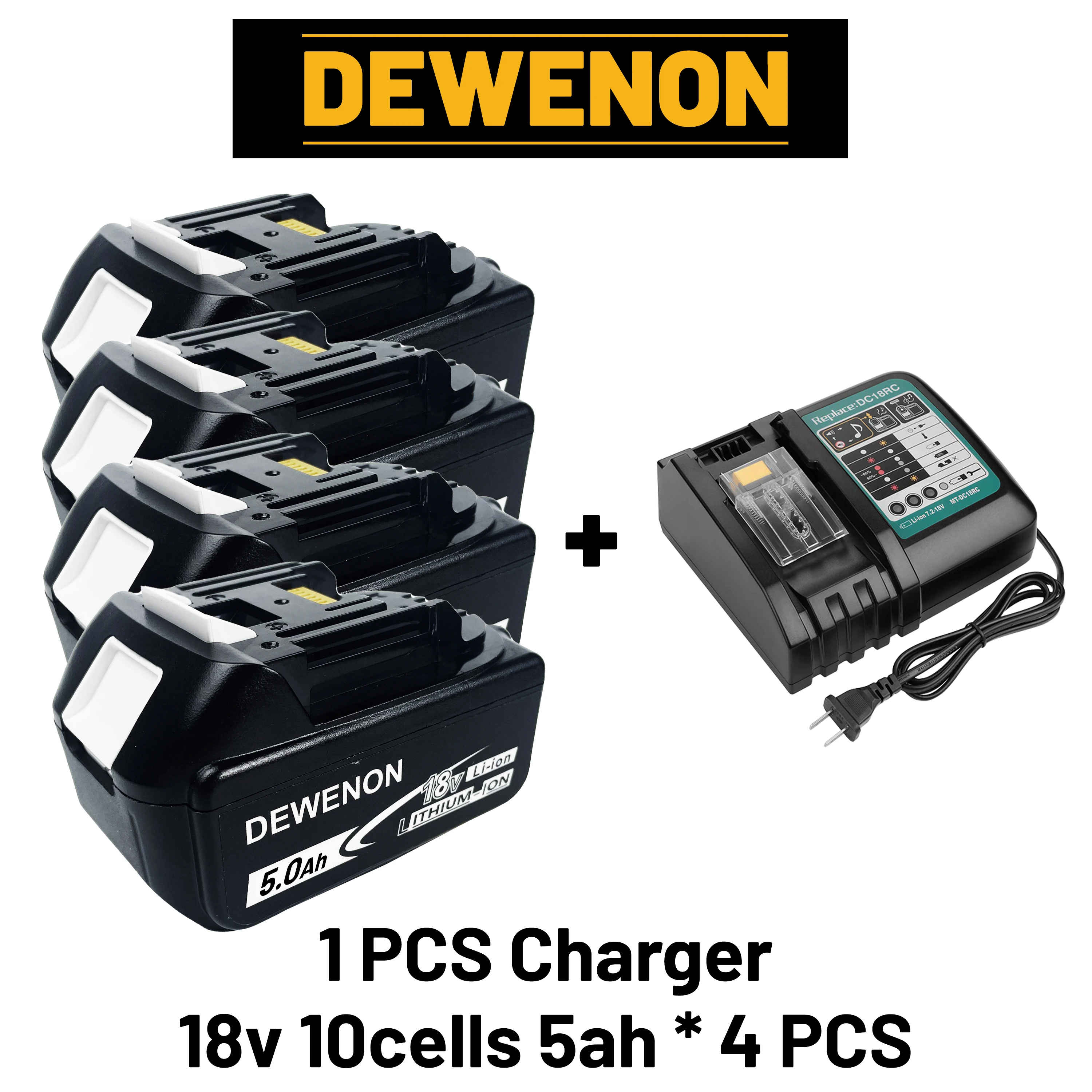 

for Makita 18V 5AH Battery DEWENON BL1840 BL1830B BL1850B BL1850 BL1860 BL1815 Replacement Lithium Makita Battery