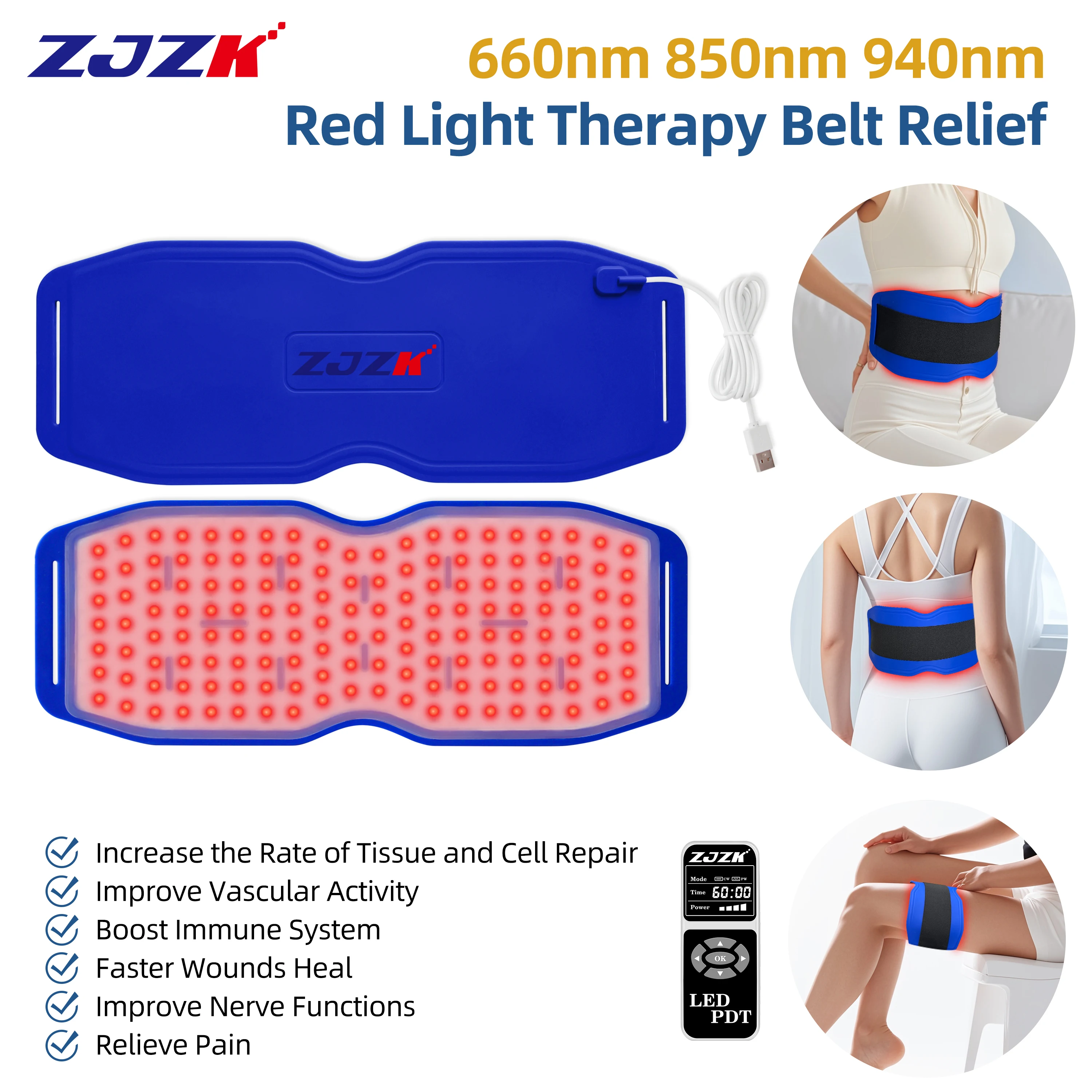 

ZJZK Laser Tissue Therapy Sale 660nmx150chips Medical 850nmx150chips+940nmx150chips For Home Use Improve Blood Circulation