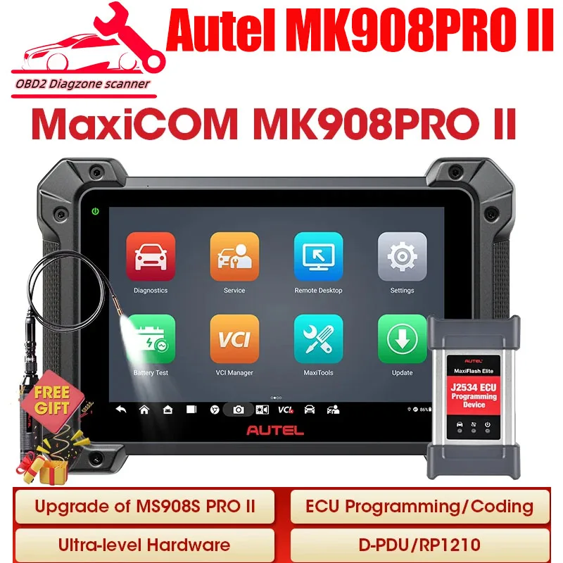 Autel MK908P II Car Diagnostic Tools J2534 ECU Online Programming Coding OBD2 Scanner Update of MK908PRO