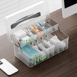 Multi-function Desktop Double Layer Data Cable Storage Box Phone Charger Charging Cable Finishing Box Wire Cable Organizer