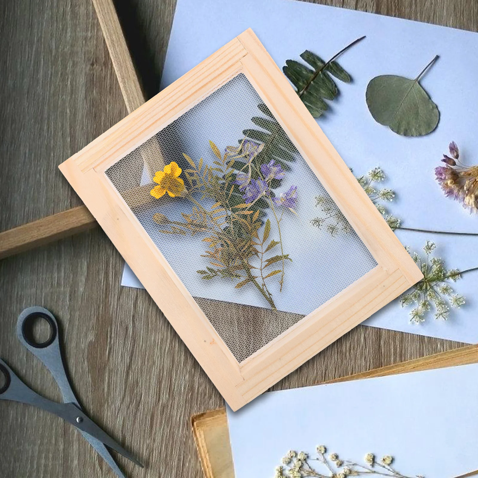 4Pcs 나무 메쉬 스크린 프레임 - 유치원 미술 프로젝트를 위한 피부 친화적인 DIY 종이 제작 금형 10x13x2.2cm 색칠 프레임 도구
