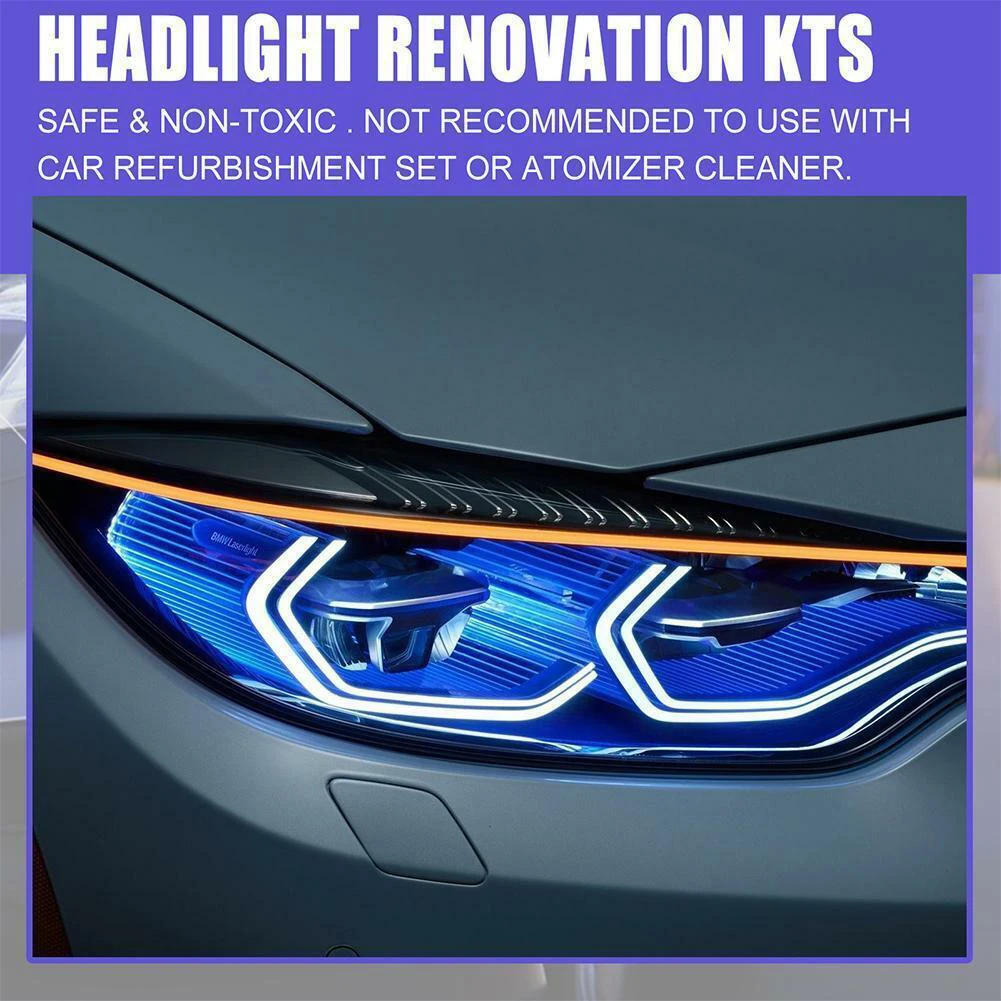 Car Headlight Restoration Set Fluid Repair Kit Plastic Light Polish Cleaner Fast  9H Hardness 30ML Repair Fluid