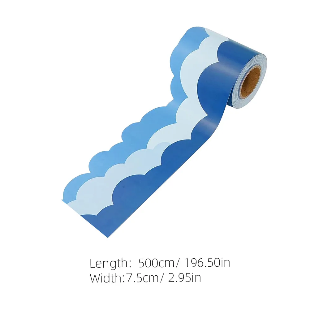 Bulletin Board Border Sticker 1 Roll Cloud Shape Decor for Classroom Blackboard Wall Chalkboard DIY Adjustable Easy Apply Cloud